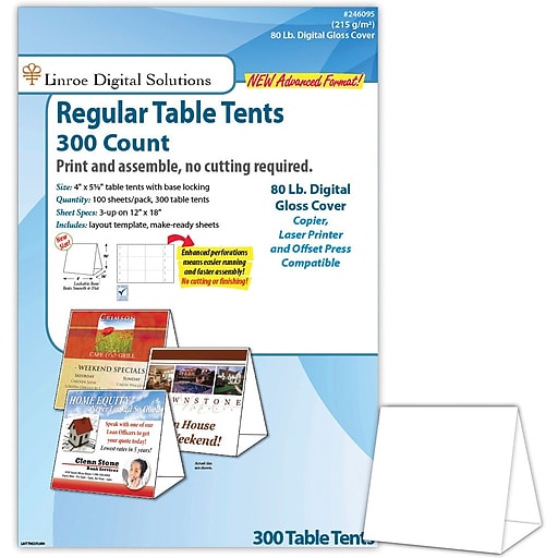 Blanks/USA® 4" x 3 3/8" x 5 5/8" 80 lbs. Digital Table Tent, White, 150