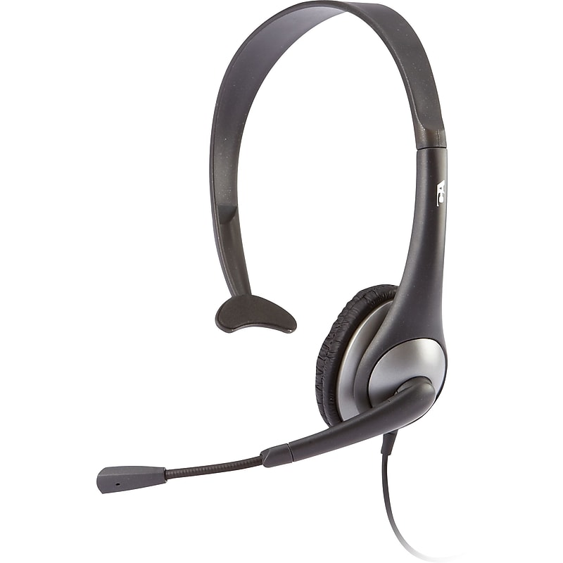 Cyber Acoustics AC Mono Headset, Over-the-Head, Black/Silver (AC-104) image 1