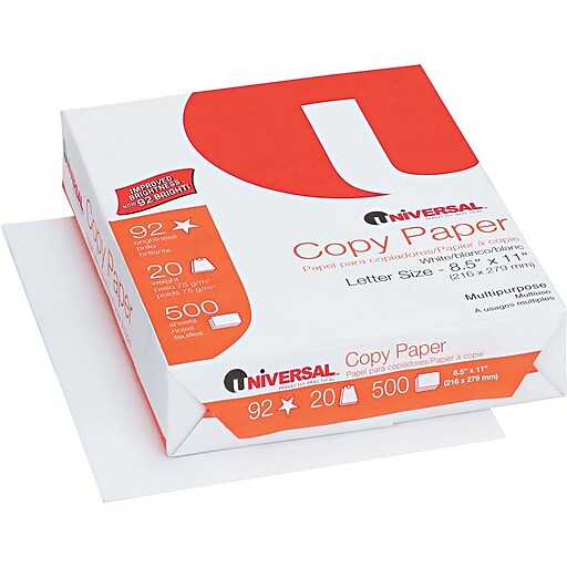 Copy Paper, 92 Brightness, 20 lb, 81/2 x 11, White, 200,000 Sheets/PLT
