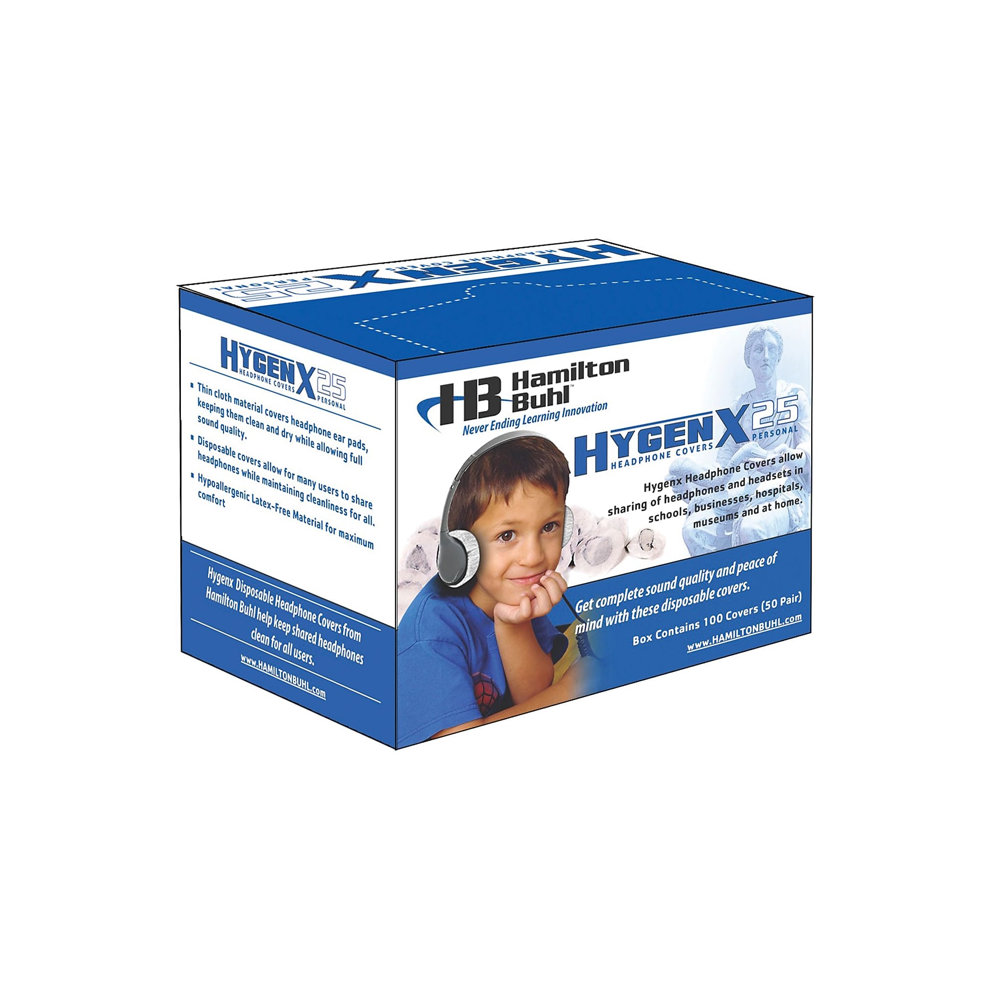Hamilton Buhl HygenX Disposable Headphone Covers, White, 50 Pairs/Box (HYGENX25) Sansujyuku sansujyuku.com