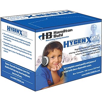 Hamilton Buhl™ HygenX Disposable Headphone Covers, 2.5" - 4" Diameter, 50/PR, 2 PR/BD