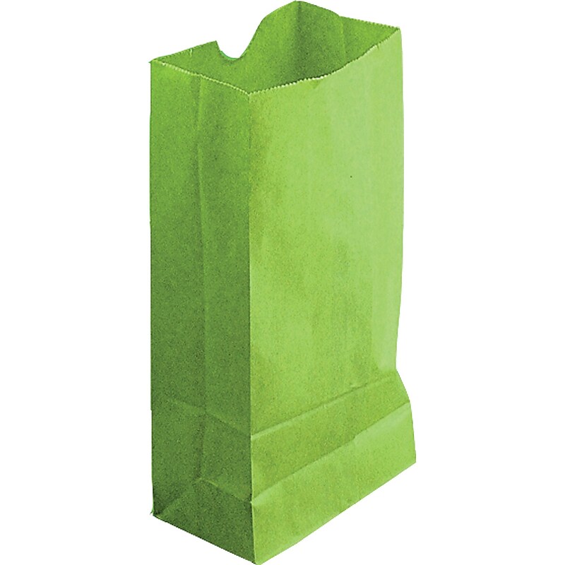 Hygloss Craft Bags, Gusseted Flat Bottom, 6" x 3.5" x 11", Lime Green, Pack of 50 (HYG66519) image 1