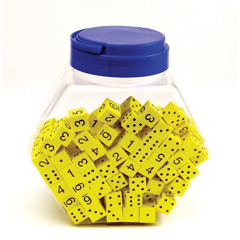 Koplow Games Yellow Spot & Number Foam Dice, 200/Pack (KOP17268) image 1