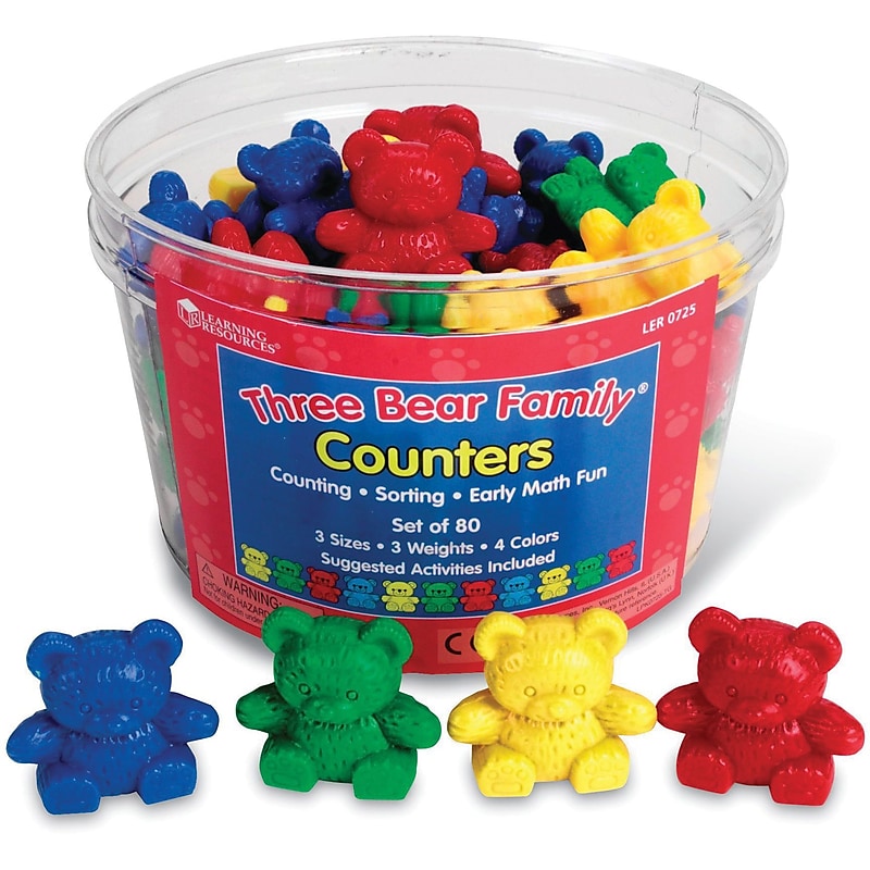 Three Bear Family Counters Basic Set, 4 Colors, Set of 80 (LER0725) image 1