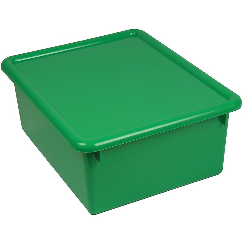 Romanoff Stowaway Letter Box 13.5"H x 10.75"W Plastic Bin With Lid, Green (ROM16005) image 1