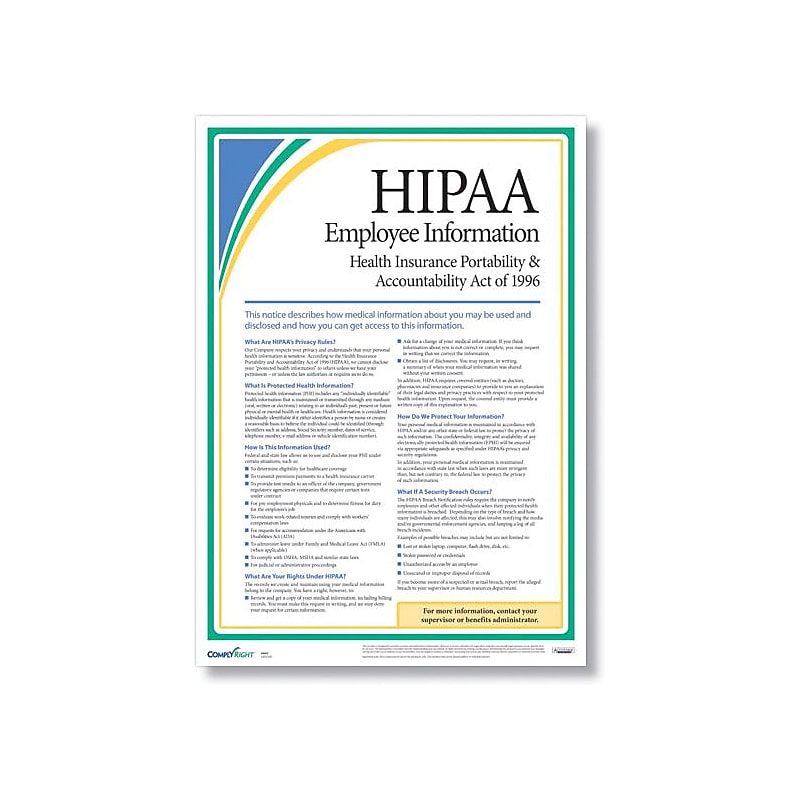 ComplyRight HIPAA Employee Information Poster (AR0953) image 1