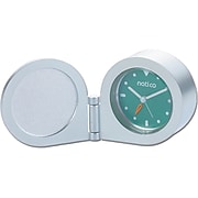 Natico Round Travel Alarm Clock, Matte Silver