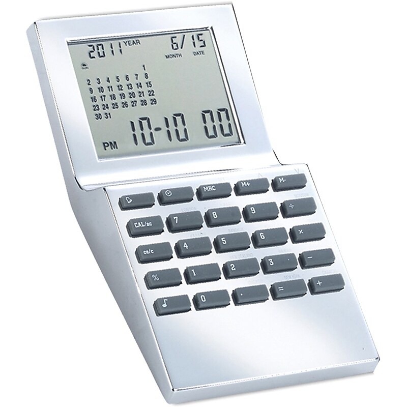 Natico Multi Functional World Time Clock, Silver image 1
