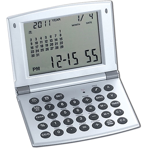 Natico Multi Functional Alarm Clock, Matte Silver (10WT208) Staples