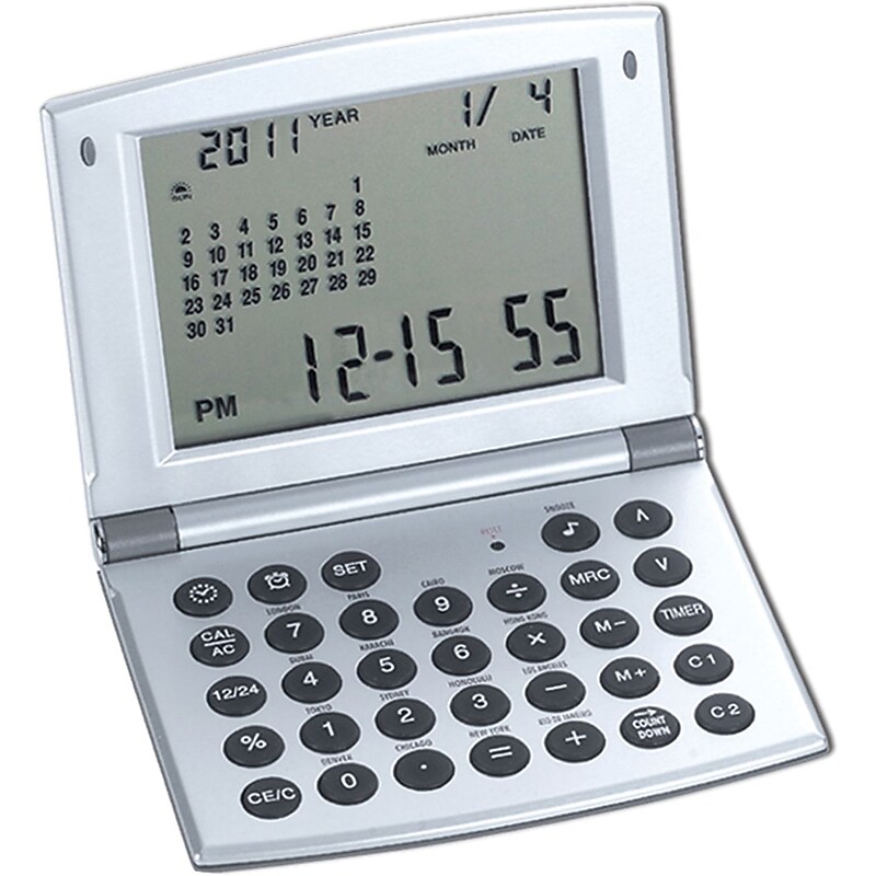 Natico Multi Functional Alarm Clock, Matte Silver (10-WT208) image 1