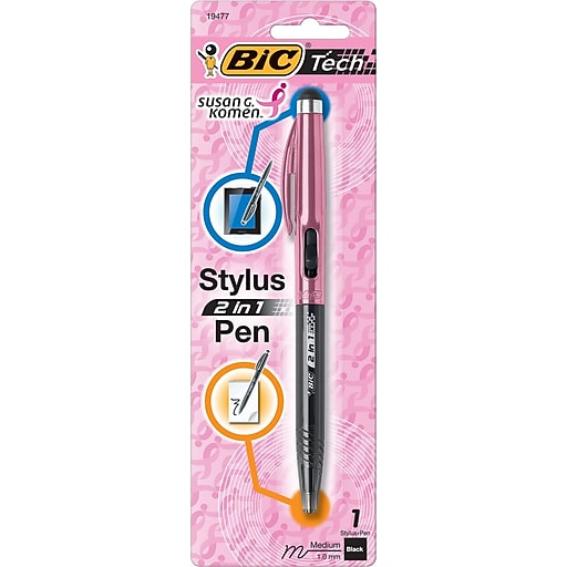 Bic Tech Stylus 2 in 1 Pens 2 x 2 Packs Med Point Blk New Japan 