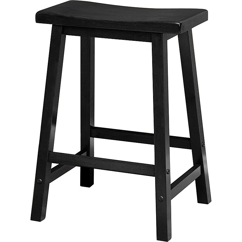 Winsome 24" Wood Saddle Seat Stool, Black image 1