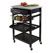 Winsome Julia Granite Utility Cart With 1-Drawer, Black