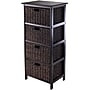 Winsome Omaha Composite Wood Storage Rack With 4 Foldable Corn Husk Baskets, Black (20418)~#|#~s0730499_sc7
