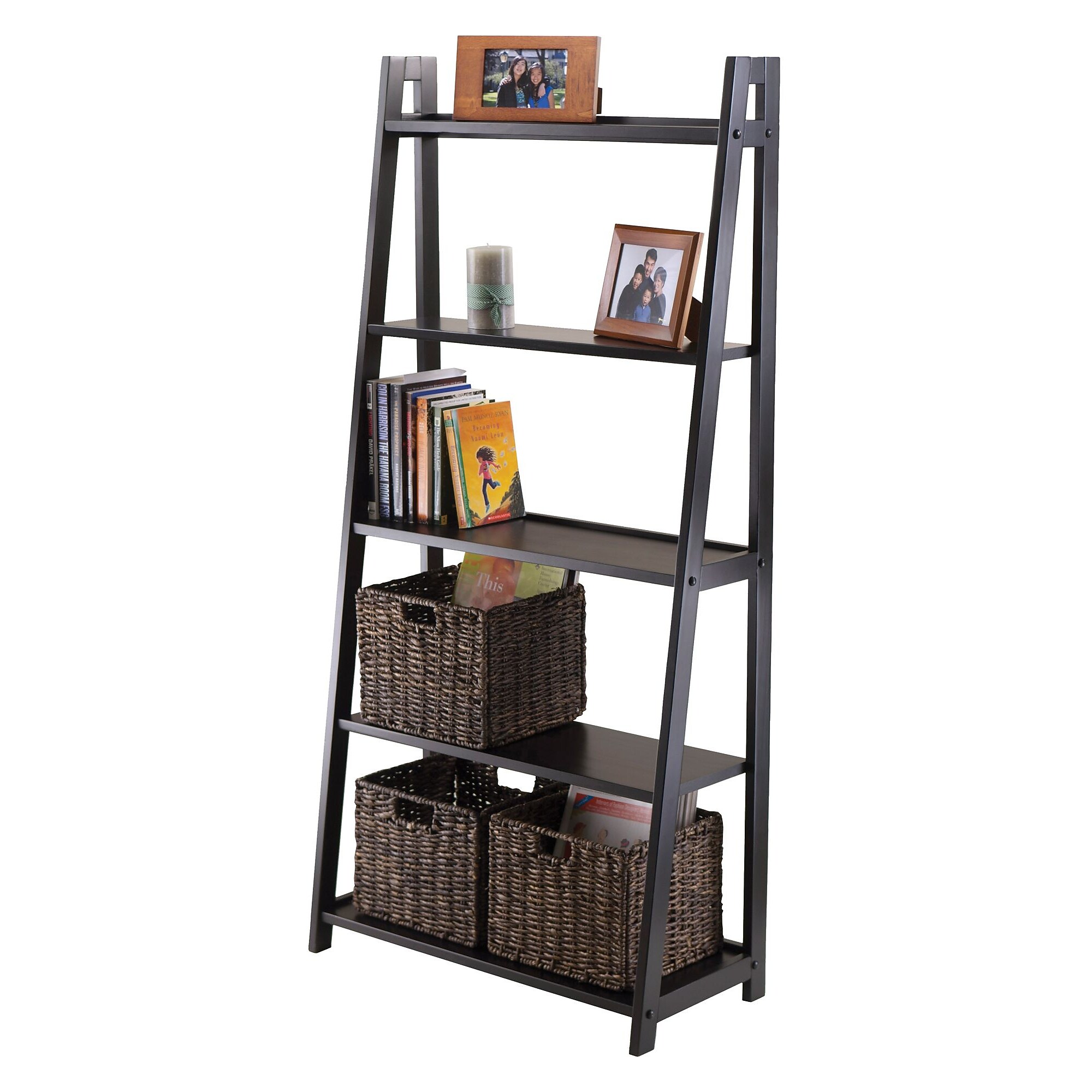 Winsome Solid/Composite Wood 5-Tier A-Frame Shelf, Black Sansujyuku sansujyuku.com