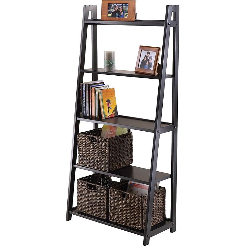 Winsome Solid/Composite Wood 5-Tier A-Frame Shelf, Black image 1