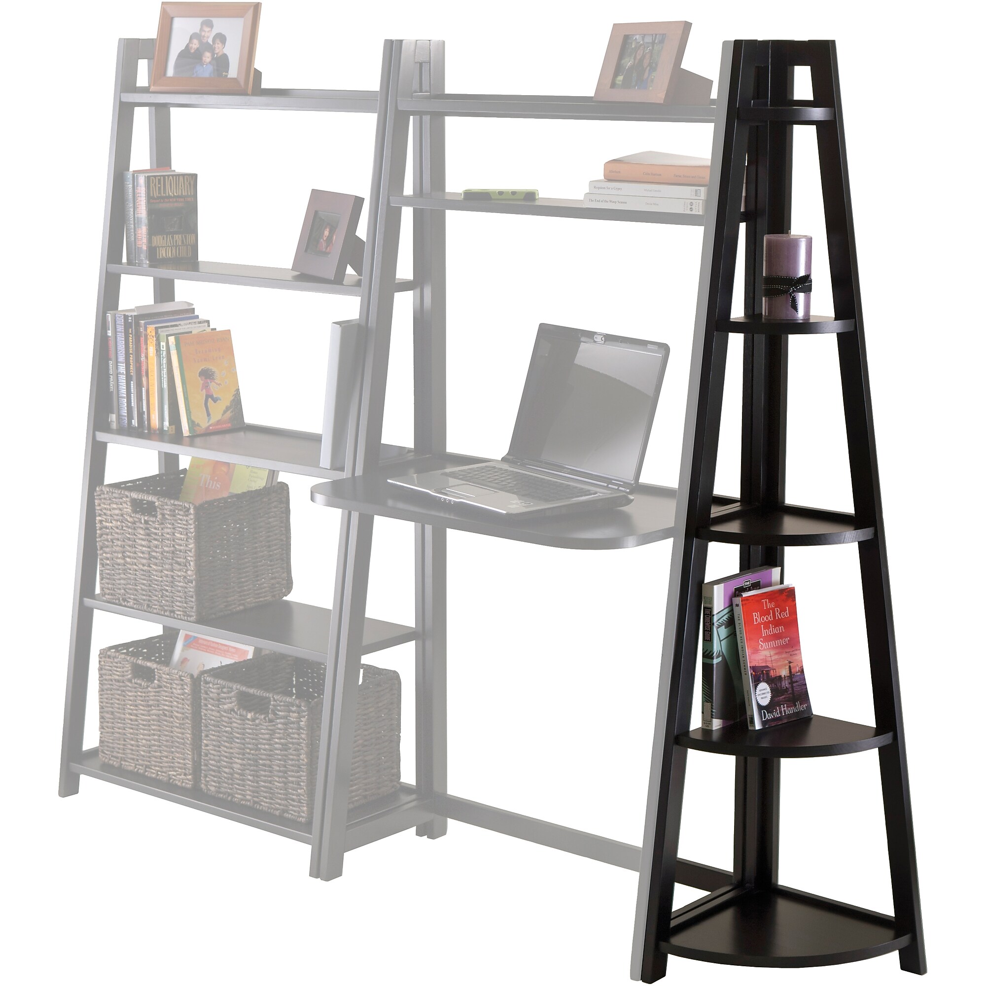 Winsome Solid/Composite Wood 5-Tier A-Frame Corner Shelf, Black Sansujyuku sansujyuku.com