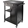 Winsome Timber Wood Kitchen Cart With Wainscot Panel, 1-Drawer, Black~#|#~s0730521_sc7