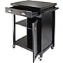 Winsome Timber Wood Kitchen Cart With Wainscot Panel, 1-Drawer, Black~#|#~s0730522_sc7