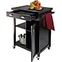 Winsome Timber Wood Kitchen Cart With Wainscot Panel, 1-Drawer, Black~#|#~s0730523_sc7