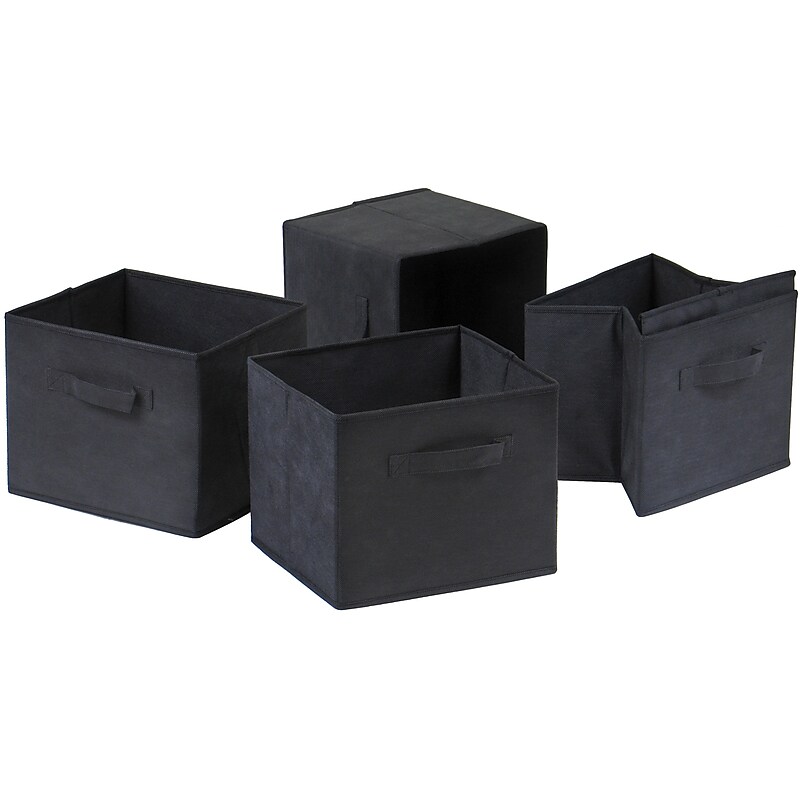 Winsome Capri Foldable Fabric Basket, Black, 4/Pack image 1