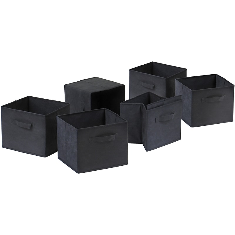 Winsome Capri Foldable Fabric Basket, Black, 6/Pack image 1