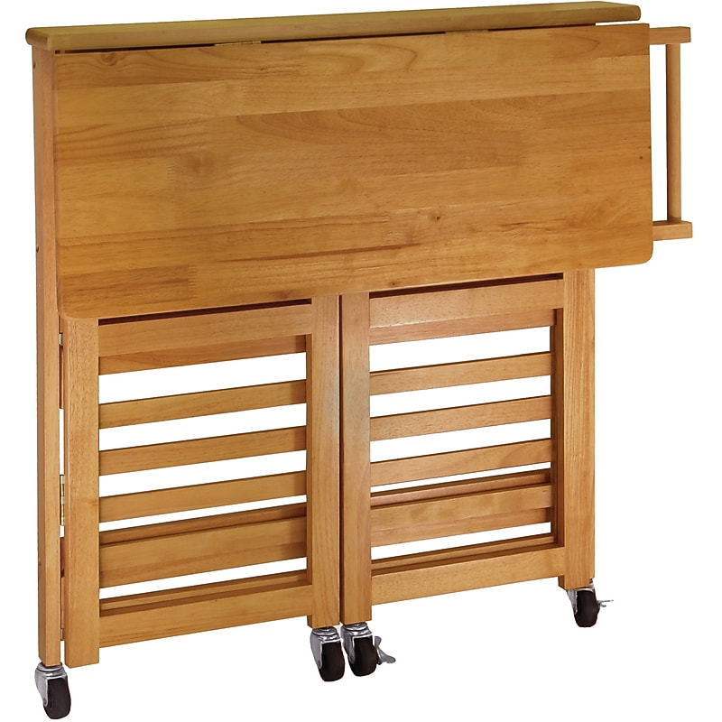 Winsome Wood Foldable Kitchen Cart With Shelves, Light Oak (34137) image 1