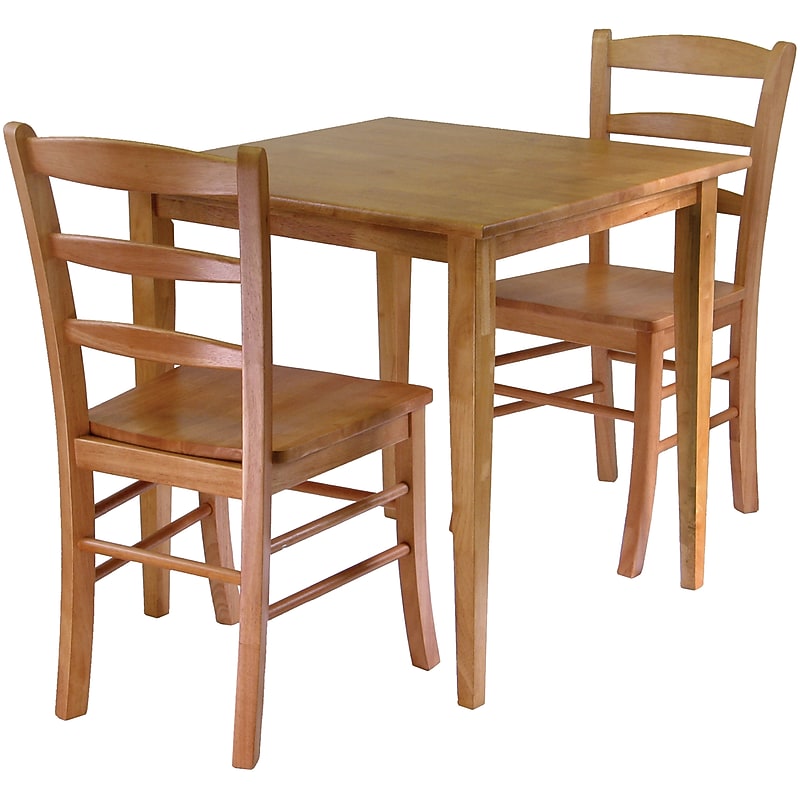 Winsome Groveland 3-Piece Square Wooden Dining Table with 2 Chairs, 29.53" x 29.53", Light Oak (34330) image 1