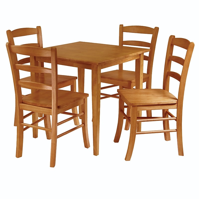 Winsome Groveland 5-Piece Square Wooden Dining Table with 4 Chairs, 29.53" x 29.53", Light Oak (34530) image 1