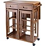 Winsome 32.76" x 29.61" x 29.13" Wood Rectangular Kitchen Bar Cart With 2 Stools, Teak (39330)~#|#~s0730573_sc7
