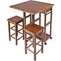 Winsome 32.76" x 29.61" x 29.13" Wood Rectangular Kitchen Bar Cart With 2 Stools, Teak (39330)~#|#~s0730576_sc7