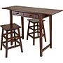 Winsome Mercer 33.86" x 49.76" x 18.48" Wood Double Drop Leaf Table With 2 Stools, Cappuccino~#|#~s0730601_sc7