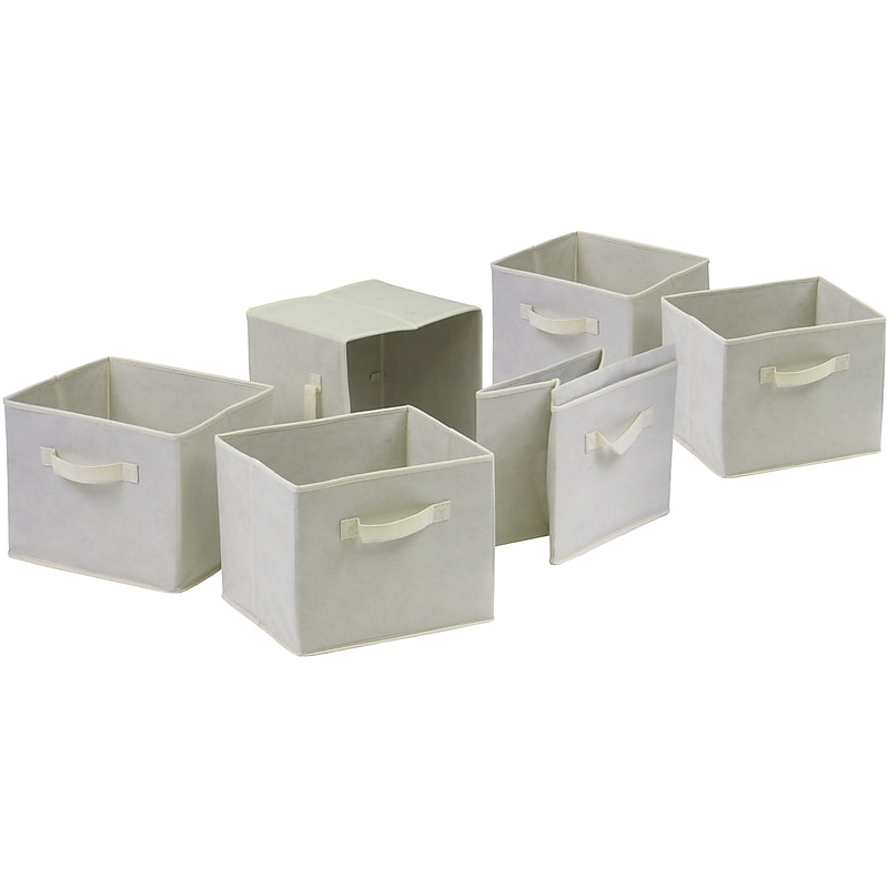 Winsome Fabric Capri Foldable Basket, Beige, 6/Pack image 1