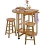 Winsome 32.79" x 29.7" x 29.29" Wood Basics Round Space Saver Drop Leaf Table With 2 Stools, Beech~#|#~s0730683_sc7