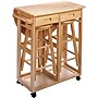 Winsome 32.79" x 29.7" x 29.29" Wood Basics Round Space Saver Drop Leaf Table With 2 Stools, Beech~#|#~s0730684_sc7