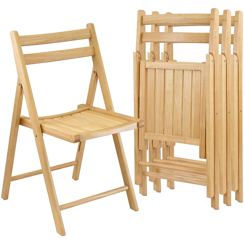 Winsome Wood Armless Folding Chair Set, Beech, 4 Pieces image 1