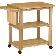 Winsome Wood Kitchen Cart With Cutting Board, Knife Block and Shelves, Beech
