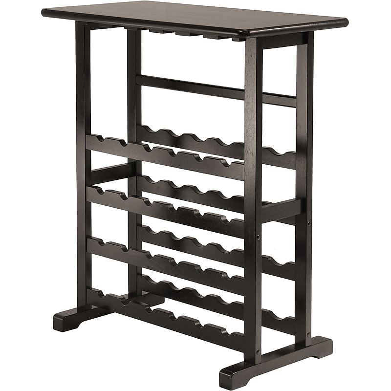 Winsome Vinny 35.67" x 31 1/2" x 16.22" Wood 24-Bottle Wine Rack With Glass Hanger, Dark Espresso (92023) image 1