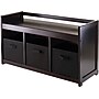 Winsome Addison Solid/Composite Wood 4-Piece Storage Bench With 3 Foldable Fabric Baskets, Espresso/Black (92301)~#|#~s0730754_sc7