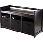 Winsome Addison Solid/Composite Wood 4-Piece Storage Bench With 3 Foldable Fabric Baskets, Espresso/Black (92301)~#|#~s0730755_sc7