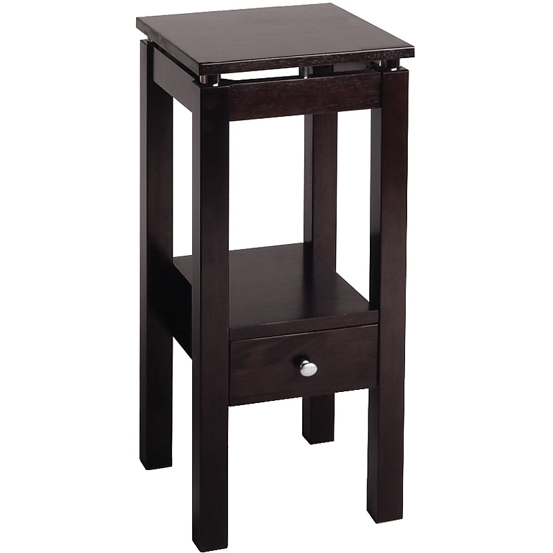 Winsome Linea 29.49" x 13.3" x 13.3" Composite Wood Phone Stand With Chrome Accent, Dark Brown (92714) image 1