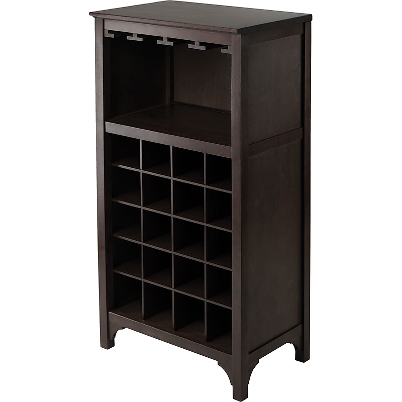 Winsome Ancona 37.52" x 19.09" x 12.6" 20-Bottle Modular Wine Cabinet With Glass Rack, Dark Espresso image 1