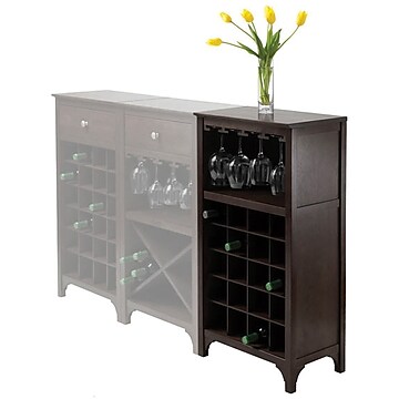 20 Bottle Modular Wine Cabinet, Dark Espresso Wine Cabinet