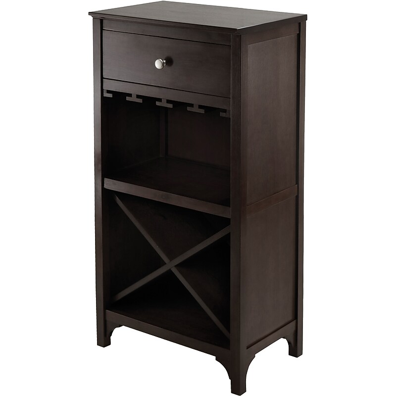 Winsome Ancona X Shelf Modular Wine Cabinet With 1-Drawer, Glass Rack, Dark Espresso image 1