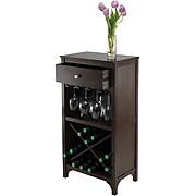 Winsome Ancona X Shelf Modular Wine Cabinet With 1-Drawer, Glass Rack, Dark Espresso