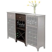 Winsome Ancona X Shelf Modular Wine Cabinet With 1-Drawer, Glass Rack, Dark Espresso