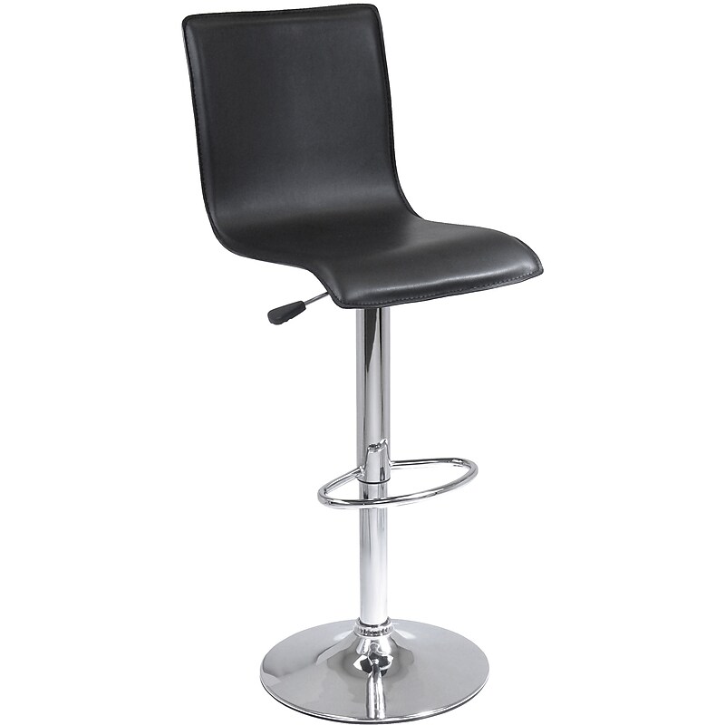 Winsome Spectrum Faux Leather Full Back Bar Stool, Adjustable Height, Black (93145) image 1