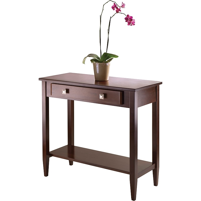 Winsome Richmond 33.98" x 29.92" x 15.69" Wood Console Hall Table Tapered Leg, Brown image 1