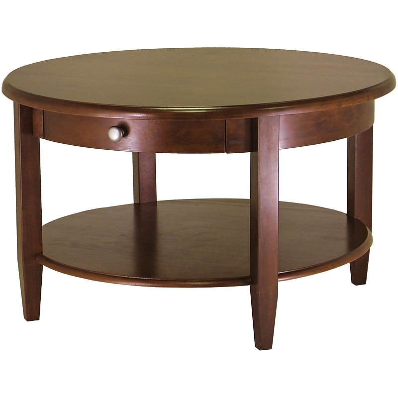Winsome 18" x 30" x 30" Concord Wood Round Coffee Table, Antique Walnut image 1