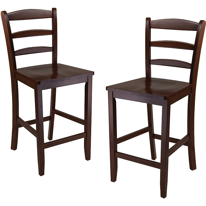 Winsome Wood Ladder Back Counter Stool, Antique Walnut, 2/Set (94244) image 1